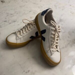 Veja White and Blue Sneakers with Gum Sole and box:)